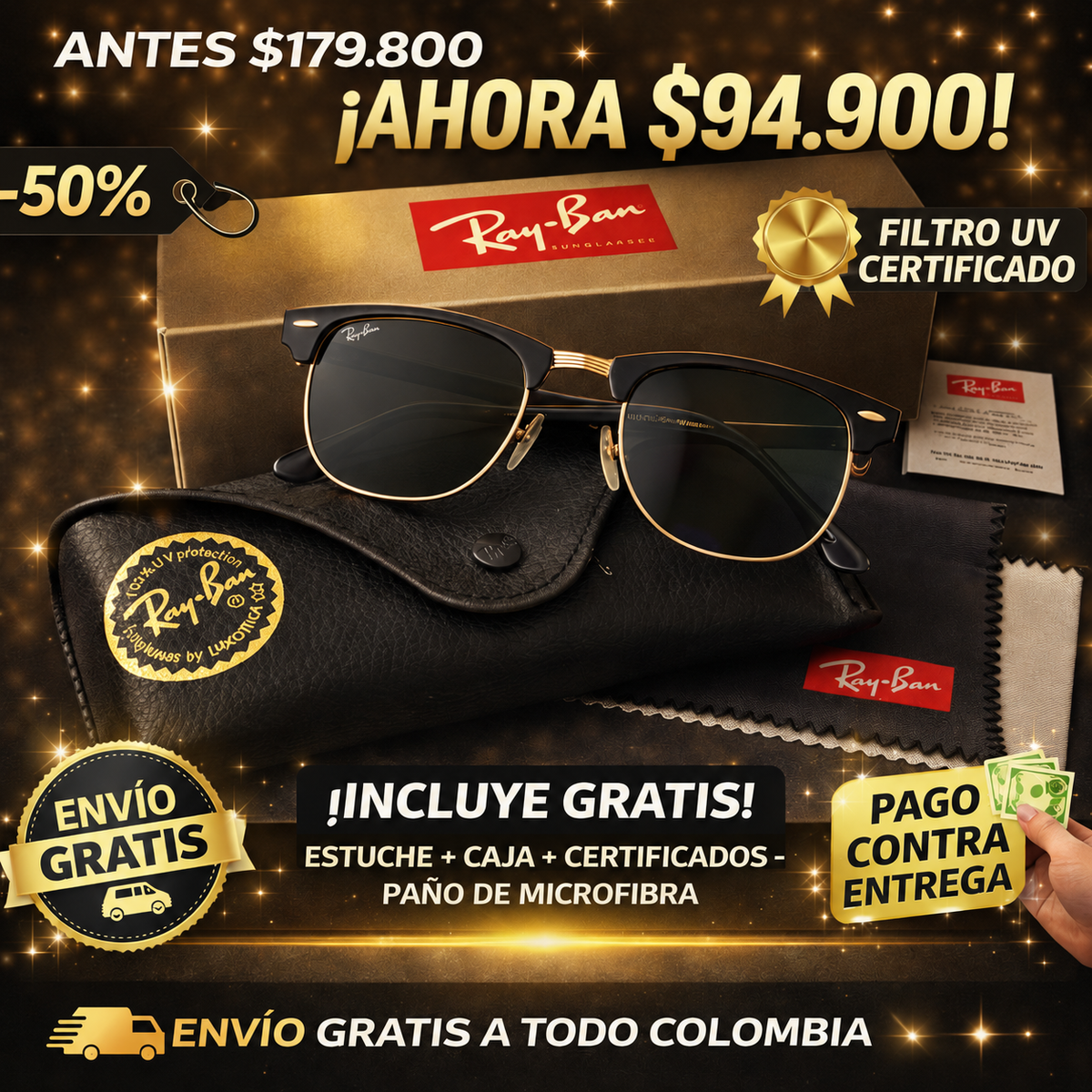 🔥Gafas De Sol Clásicas Clubmaster😍